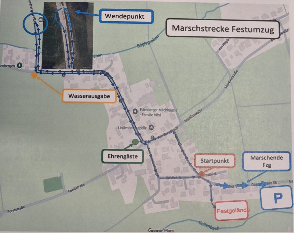 Strecke Festumzug Feuerwehr Edenbergen